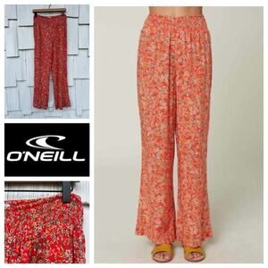 O'Neill Johnny Floral Wide Leg Pants Bittersweet Red Boho‎ Beachwear Size M